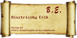 Bisztriczky Erik névjegykártya